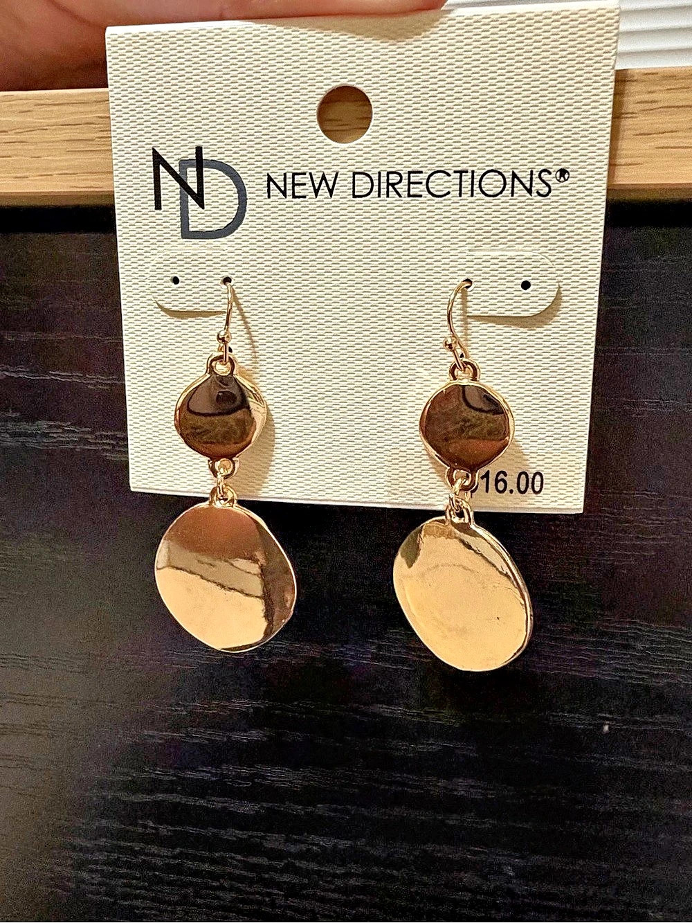 New Directions Gold-Tone Drop Earrings NWT